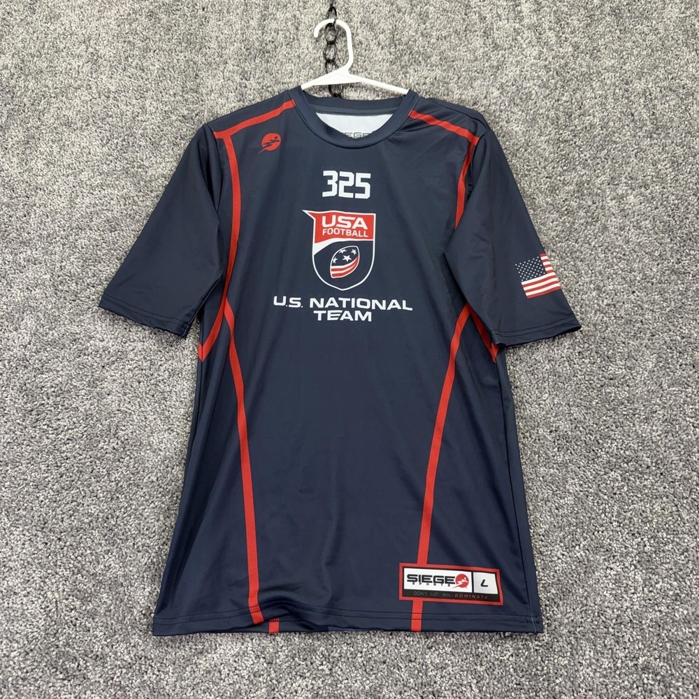 USA Football Jersey Mens Large Blue Football Siege Sports 325 National Team
